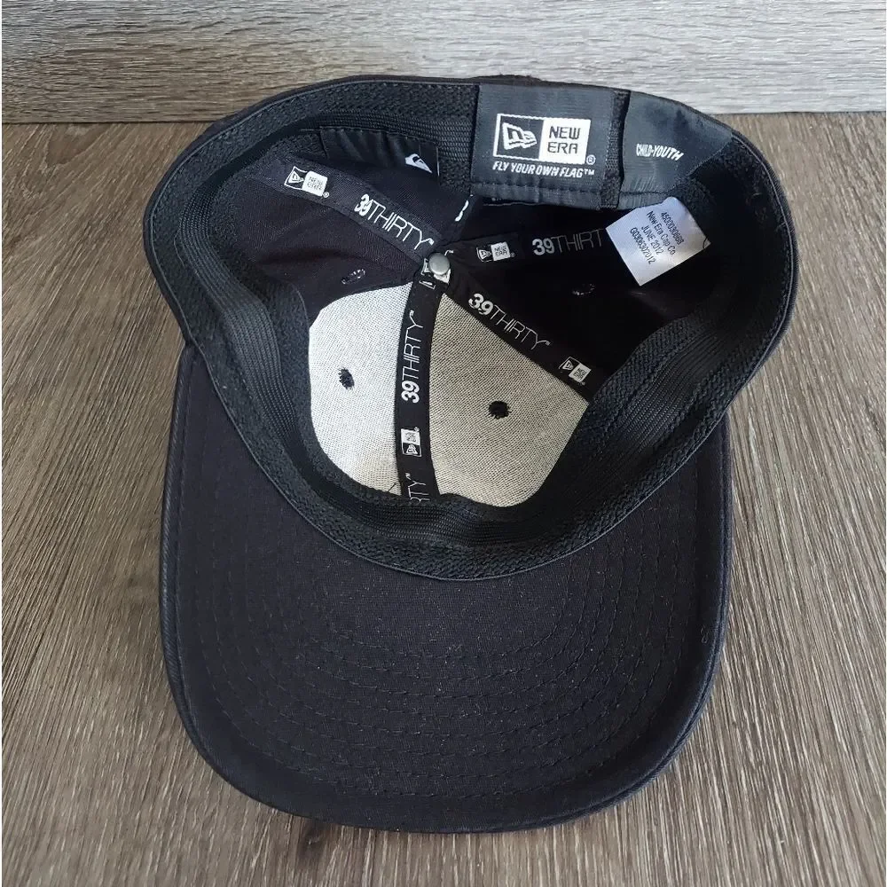 Quicksilver Hat New Era 39Thirty Black White Puffy Logo Embroidered Child/Youth